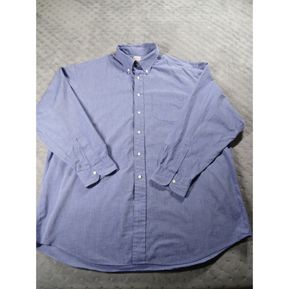 Brooks Brothers Mens Blue Cotton Button Down Dress Shirt Size 18-5 Long Sleeve